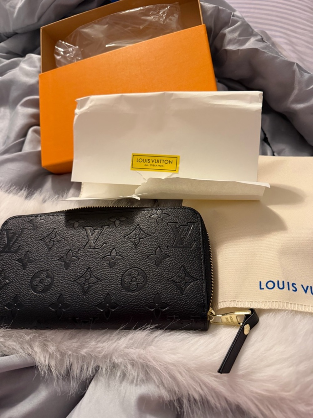 Louis Vuitton Black Embossed Monogram Zip-Around Wallet - Picture 7 of 9